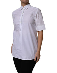 Dolce & Gabbana White Cotton Short Sleeves Collared Polo Top - IT38 | XS - Polos