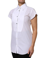 Dolce & Gabbana White Cotton Short Sleeves Collared Polo Top - IT38 | XS