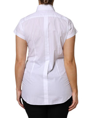 Dolce & Gabbana White Cotton Short Sleeves Collared Polo Top - IT38 | XS