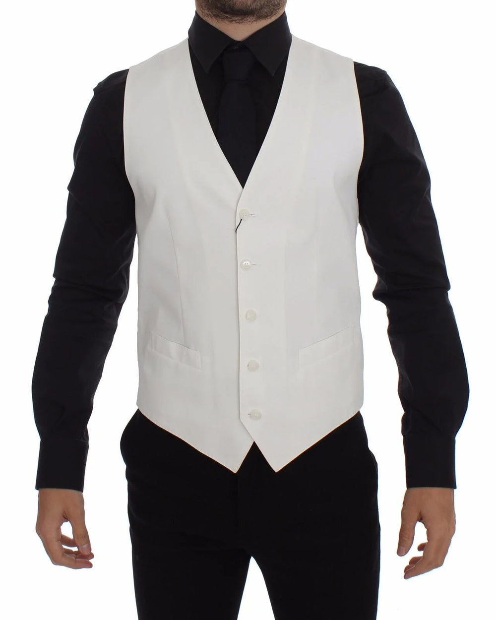 Dolce & Gabbana White Cotton Silk Blend Dress Vest Blazer - IT44 | XS - Vests