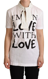 Dolce & Gabbana White Cotton Silk I’m In Love Top T-shirt - T-Shirts