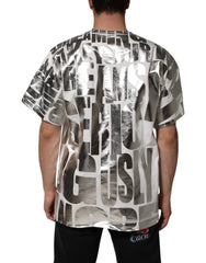 Dolce & Gabbana White Cotton Silver Metallic Slogan Print T-shirt - M - T-Shirts
