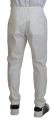 Dolce & Gabbana White Cotton Skinny Chino Pants - Chinos