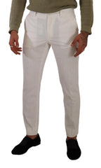 Dolce & Gabbana White Cotton Skinny Corduroy Trouser Pants - IT48 | M - Trousers