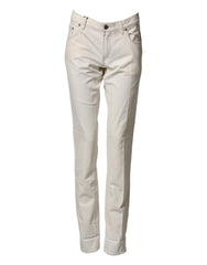 Dolce & Gabbana White Cotton Skinny Denim Trouser Men Jeans - IT44 | XS