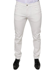 Dolce & Gabbana White Cotton Skinny Slim Men Denim Jeans - IT48 | M - Jeans