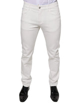 Dolce & Gabbana White Cotton Skinny Slim Men Denim Jeans - IT48 | M - Jeans