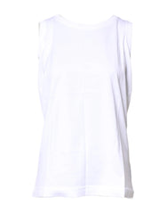 Dolce & Gabbana White Cotton Sleeveless Crew Neck T-shirt - Tank Tops