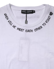 Dolce & Gabbana White Cotton Sleeveless Printed Tank T-shirt - IT36|XXS - Tank Tops