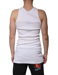 Dolce & Gabbana White Cotton Sleeveless Round Neck Tank T-shirt - IT52 | XL - Tank Tops