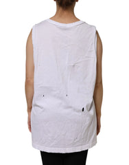 Dolce & Gabbana White Cotton Sleeveless Round Neck Tank Top - IT42|M - Tank Tops