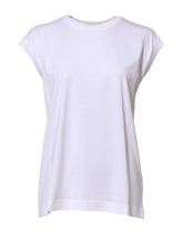Dolce & Gabbana White Cotton Sleeveless Women Tank T-shirt - IT38 | XS - Tank Tops
