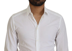 Dolce & Gabbana White Cotton Slim Fit Formal Dress GOLD Shirt - IT37 | XS - Shirts