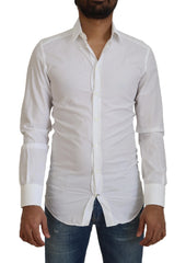 Dolce & Gabbana White Cotton Slim Fit Formal Dress GOLD Shirt - IT37 | XS - Shirts