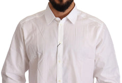 Dolce & Gabbana Fehér Pamut Szűk Kontúrú Férfi MARTINI Ing - IT44 | 3XL
