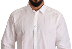 Dolce & Gabbana White Cotton Slim Fit Men MARTINI Shirt - IT44 | 3XL - Shirts