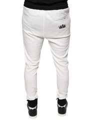 Dolce & Gabbana White Cotton Slim Men Jogger Sweatpants Pants - IT46 | S - Joggers
