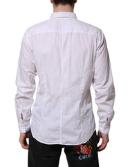 Dolce & Gabbana White Cotton STAFF Long Sleeves Forma Shirt - Shirts
