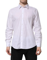 Dolce & Gabbana White Cotton STAFF Long Sleeves Forma Shirt - Shirts