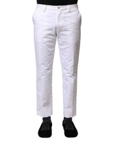 Dolce & Gabbana White Cotton Straight Logo Men Pants - IT46 | S - Trousers