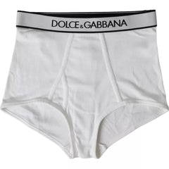 Dolce & Gabbana White Cotton Stretch Branded Logo Underwear - IT2 | S - Briefs