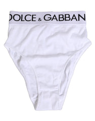 Dolce & Gabbana White Cotton Stretch High Waist Panty Underwear - IT1 | XS - Briefs