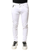Dolce & Gabbana White Cotton Stretch Skinny Denim Men Jeans - IT46 | S