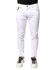 Dolce & Gabbana White Cotton Stretch Skinny Denim Men Jeans - IT46 | S