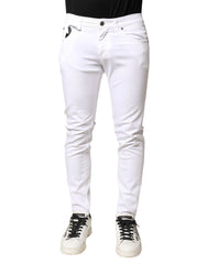 Dolce & Gabbana White Cotton Stretch Skinny Denim Men Jeans - IT46 | S