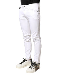 Dolce & Gabbana White Cotton Stretch Skinny Denim Men Jeans - IT46 | S