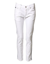 Dolce & Gabbana White Cotton Stretch Skinny Men Denim Jeans - IT44 | XS