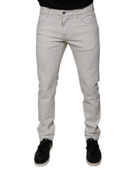 Dolce & Gabbana White Cotton Stretch Skinny Men Denim Jeans - IT44 | XS - Jeans