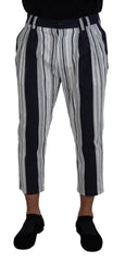 Dolce & Gabbana White Cotton Striped Cropped Pants - IT46 | S - Trousers