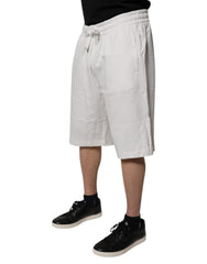 Dolce & Gabbana White Cotton Sweatshorts Men Bermuda Shorts - IT58 | XXL - Bermudas