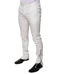 Dolce & Gabbana White Cotton Tapered Formal Dress Pants - IT48 | M - Trousers