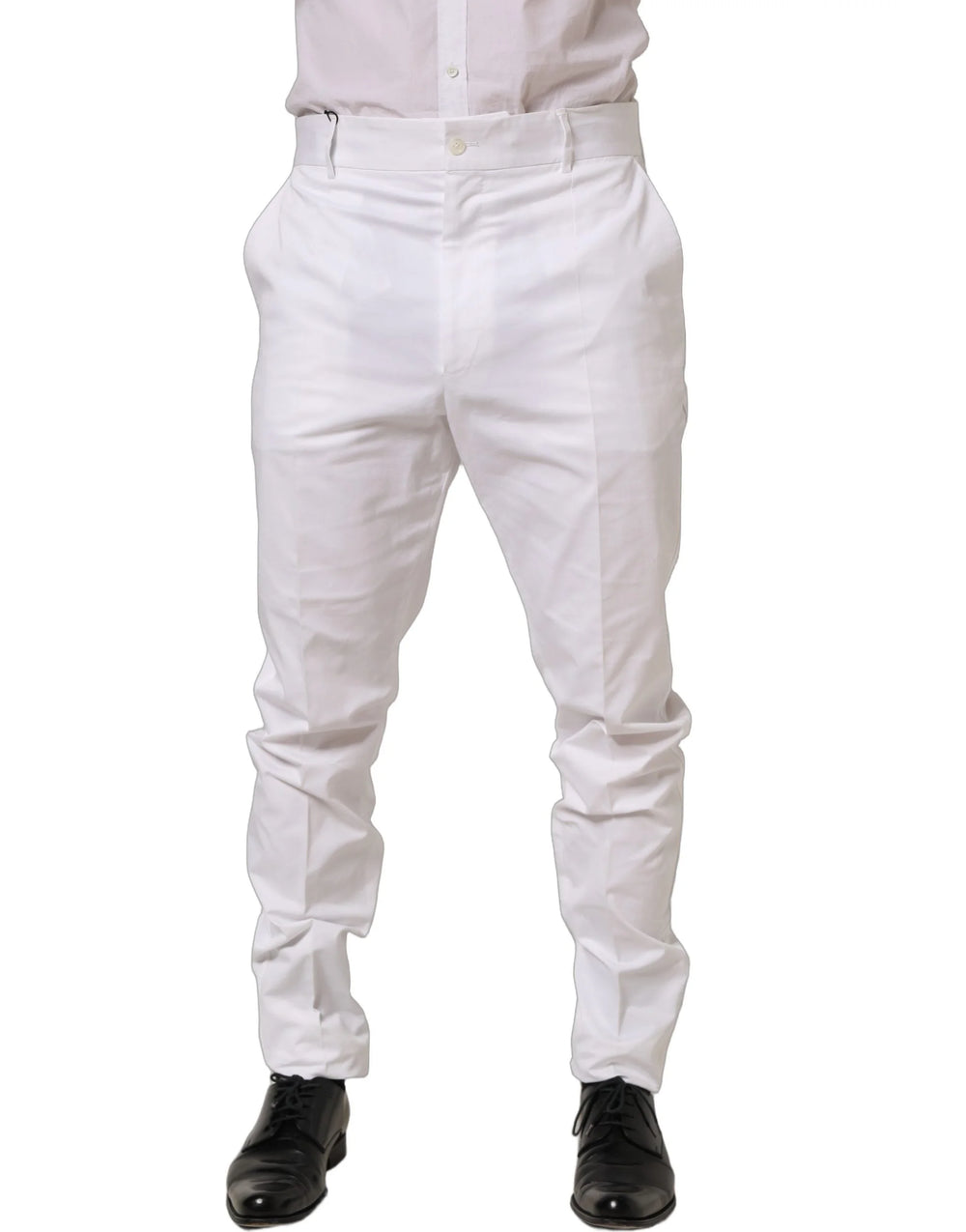 Dolce & Gabbana White Cotton Tapered Leg Dress Trouser Pants - IT52 | XL