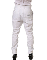 Dolce & Gabbana White Cotton Tapered Leg Dress Trouser Pants - IT52 | XL