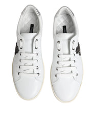 Dolce & Gabbana White Crown Bee Leather Low Top Sneakers Shoes - EU42/US9