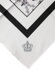 Dolce & Gabbana White Crown Cotton Men Square Foulard Scarf