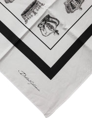 Dolce & Gabbana White Crown Cotton Square Foulard Scarf