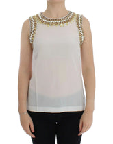Dolce & Gabbana White crystal embellished tank top - IT40|S - Tank Tops