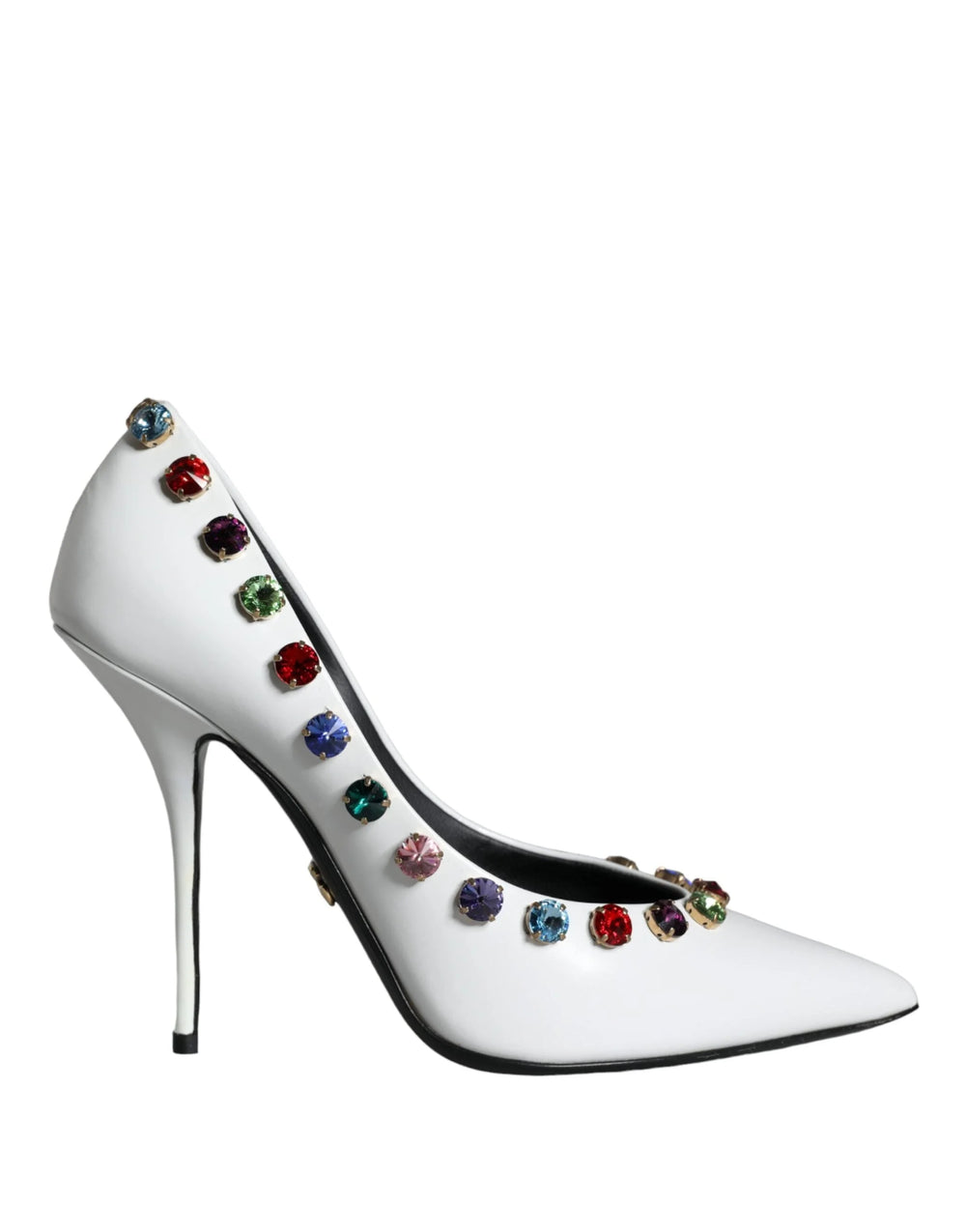 Dolce & Gabbana White Crystal Leather High Heels Pumps Shoes - EU39/US8.5 - Heels