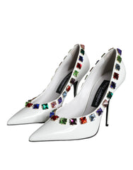 Dolce & Gabbana White Crystals Leather High Heels Pumps Shoes - EU39/US8.5 - Heels