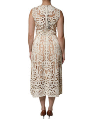 Dolce & Gabbana White Cut Out Leather Sleeveless Midi Dress - IT40|S - Dresses