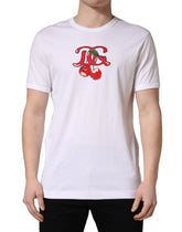 Dolce & Gabbana White DG Cherries Cotton Crew Neck T-shirt - IT50 | L