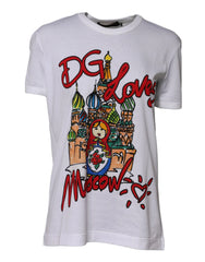 Dolce & Gabbana White DG Loves Moscow Cotton Crew Neck T-shirt - IT42|M - T-Shirts