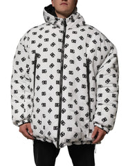 Dolce & Gabbana White DG Monogram Hooded Puffer Jacket - IT52 | XL - Puffer Jackets