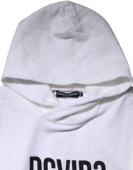 Dolce & Gabbana White DG Vib3 Hooded Men Sweatshirt Sweater - IT48 | M - Hoodies