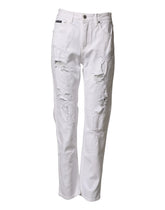 Dolce & Gabbana White Distressed Cotton BOYFRIEND Denim Jeans - IT40|S