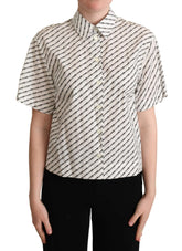 Dolce & Gabbana White Dotted Collared Blouse Shirt - IT42|M - Polos